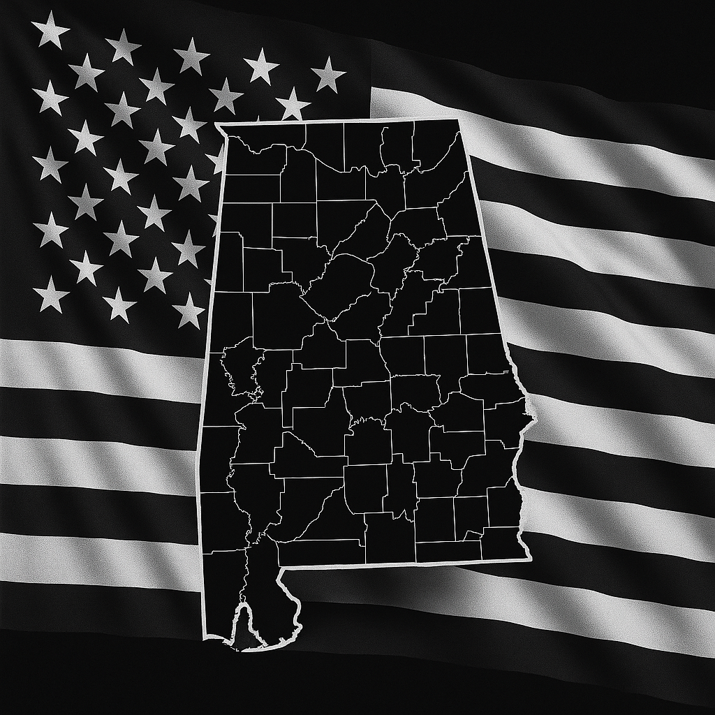 Black Flag with Alabama Outline